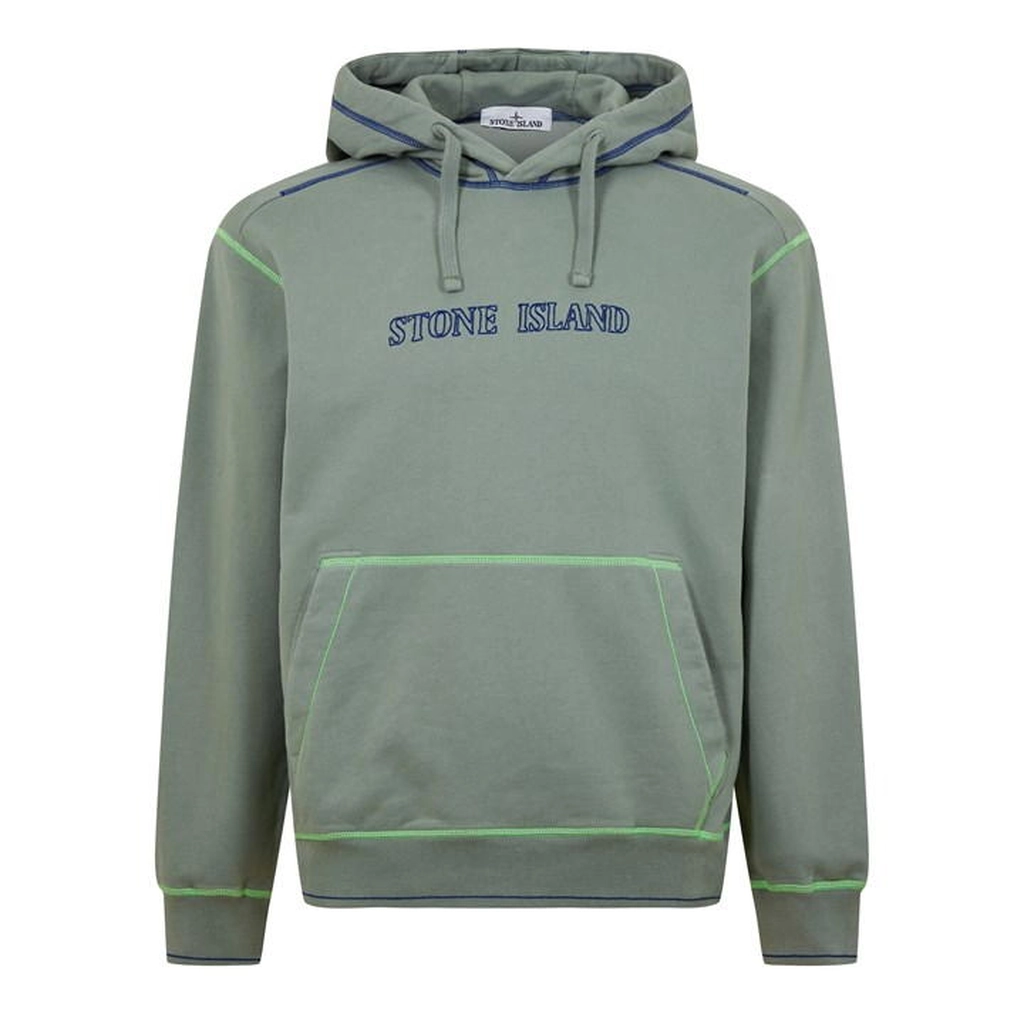 Stone Island Cotton Fleece Garment Dyed Embroider Logo - Green
